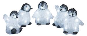 Sada pěti LED akrylových figurek tučňáků