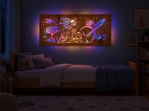 "Malý princ" světelný obraz s baterií a pohybovým čidlem 110x50 cm varianta ovládání: manuál/pohybové čidlo, provedení povrchu: dub světlý
