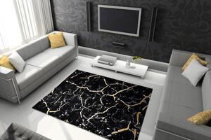 Dywany Łuszczów Kusový koberec Gloss 410A 86 3D mramor black/gold ROZMĚR: 140x190