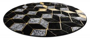 Dywany Łuszczów Kusový koberec Gloss 400B 86 3D geometric black/gold kruh - 150x150 (průměr) kruh cm
