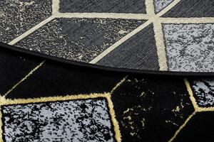Dywany Łuszczów Kusový koberec Gloss 400B 86 3D geometric black/gold kruh - 120x120 (průměr) kruh cm