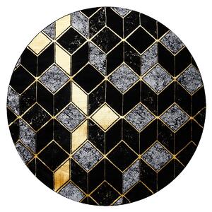 Dywany Łuszczów Kusový koberec Gloss 400B 86 3D geometric black/gold kruh - 120x120 (průměr) kruh cm