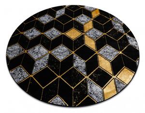 Dywany Łuszczów Kusový koberec Gloss 400B 86 3D geometric black/gold kruh - 150x150 (průměr) kruh cm