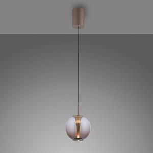 PURE LED závěsné světlo Infinity, bronzová/jantarová, Ø 18 cm,, stmívatelný, Bronz / starožitná mosaz, Obývací pokoj / jídelna, Sklo