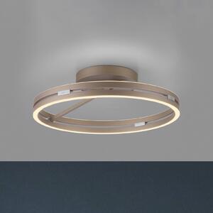 PURE LED stropní svítidlo Loop bronzová barva, kov Ø 60 cm, stmívatelný, Bronz / starožitná mosaz, Obývací pokoj / jídelna, Hliník, Moderní, Stropní svítidlo