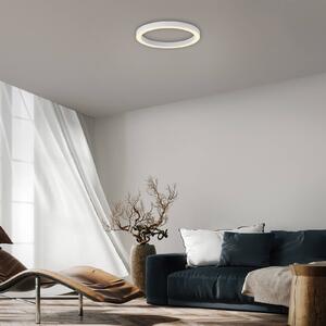 PURE LED stropní svítidlo Lines, Ø 50 cm, bílé dálkové ovládání, stmívatelný, Bílá / opál, Obývací pokoj / jídelna, Hliník, Moderní