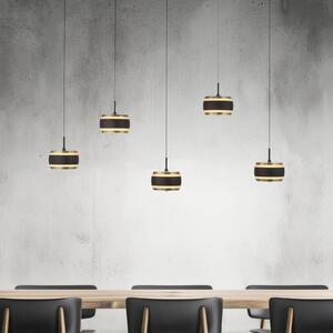 PURE LED závěsné světlo Falling Rings černá délka 101 cm 5-fl., stmívatelný, Černá, Obývací pokoj / jídelna, kov, Moderní