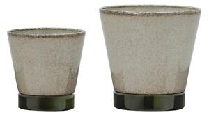 Kovový obal na květináč Beige / Green – set 2 ks