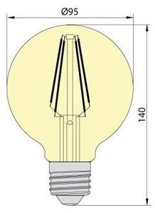 LED Žárovka CLASIC AMBER G95 E27/8W/230V 2200K - Brilagi