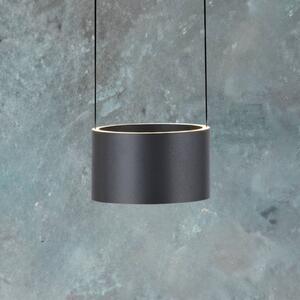 PURE závěsné světlo Clipse, šedé, Ø 20 cm stmívač 2-flg, stmívatelný, Hliník / šedá / zinek, Obývací pokoj / jídelna, kov, Moderní