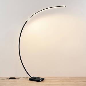 Lindby Kendra LED oblouková stojací lampa, černá