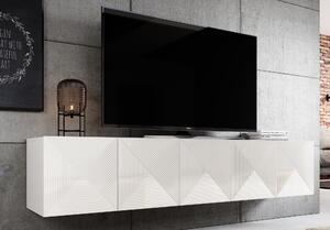 Závěsný TV stolek Asha 200 cm - bílý mat