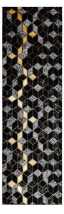 Dywany Łuszczów Běhoun Gloss 400B 86 3D geometric black/gold ROZMĚR: 70x200