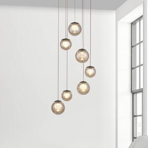 PURE LED závěsné světlo Popup, bronzová/jantarová Ø 40 cm, 7 svítidel., stmívatelný, Bronz / starožitná mosaz, Obývací pokoj / jídelna, Hliník