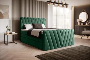 Kvalitní box spring postel Kendy 180x200, zelená Lukso