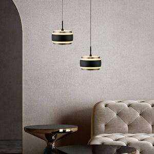PURE LED závěsné světlo Falling Rings, černá, Ø 13 cm,, stmívatelný, Černá, Obývací pokoj / jídelna, kov, Moderní