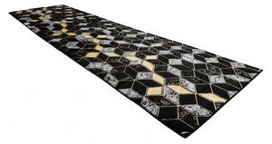Dywany Łuszczów Běhoun Gloss 400B 86 3D geometric black/gold - 60x200 cm