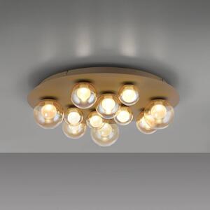 PURE LED stropní svítidlo Popup, bronzová/jantarová Ø 60 cm 11-fl., stmívatelný, Bronz / starožitná mosaz, Obývací pokoj / jídelna, kov