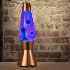 Mathmos Astro Copper, originální lávová lampa, měděná s fialovou tekutinou a tyrkysovou lávou, výška 43cm