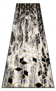 Dywany Łuszczów Běhoun Gloss 409A 82 3D cubes black/gold/grey - 60x200 cm