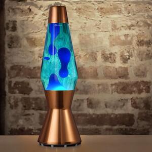 Mathmos Astro Copper, originální lávová lampa, měděná s modrou tekutinou a modrou lávou, výška 43cm
