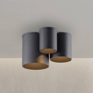 PURE LED stropní svítidlo do koupelny Point, černé, délka 18 cm, 3 svítidla., stmívatelný, Černá, Koupelna, kov, Moderní