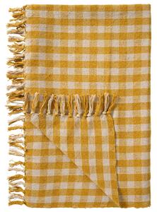 Bavlněný přehoz Yellow Checks 130 × 160 cm
