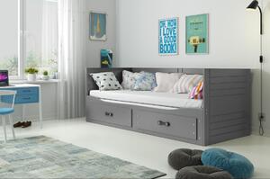 Rozkládací šedá postel Hermiona 200x80 vč.matrací - BM