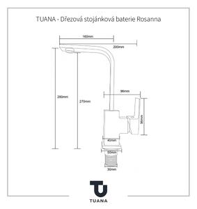 TUANA - Dřezová stojánková baterie Rosanna - černá matná
