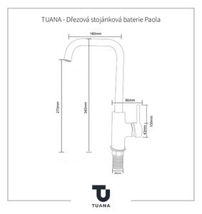 TUANA - Dřezová stojánková baterie Paola - černá matná