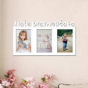 Dřevěný fotorámeček Naše pravnoučata Zvolte barvu dekoru: Bílá | Zvolte | Rozměry (cm)grafie šxv (cm): 10x15 | Počet fotorámečků: 3