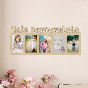 Dřevěný fotorámeček Naše pravnoučata Zvolte barvu dekoru: Javor | Zvolte | Rozměry (cm)grafie šxv (cm): 10x15 | Počet fotorámečků: 5