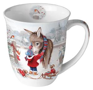 Porcelánový vánoční hrnek Oslík a dítě 400 ml