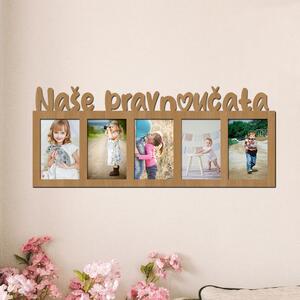 Dřevěný fotorámeček Naše pravnoučata Zvolte barvu dekoru: Buk | Zvolte | Rozměry (cm)grafie šxv (cm): 13x18 | Počet fotorámečků: 2