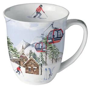 Porcelánový vánoční hrnek Lyžaři 400 ml