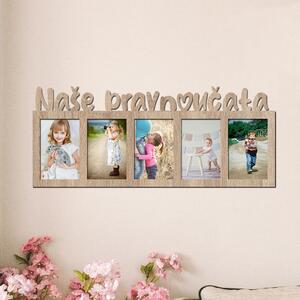 Dřevěný fotorámeček Naše pravnoučata Zvolte barvu dekoru: Dub Sonoma | Zvolte | Rozměry (cm)grafie šxv (cm): 10x15 | Počet fotorámečků: 5