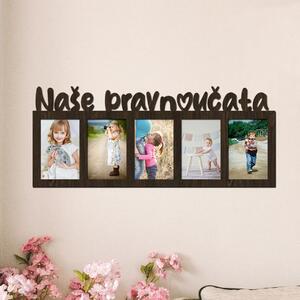 Dřevěný fotorámeček Naše pravnoučata Zvolte barvu dekoru: Wenge | Zvolte | Rozměry (cm)grafie šxv (cm): 10x15 | Počet fotorámečků: 5