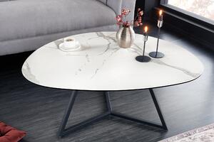 Kávový stolek MARVELOUS 90cm keramika bílá tvrzené sklo
