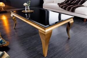 Konferenční stolek MODERN BAROCK 100cm tvrzené opálové sklo černé zlato