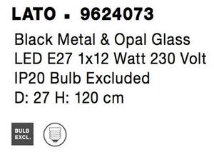 Nova Luce Závěsné svítidlo LATO černý kov a opálové sklo E27 1x12W