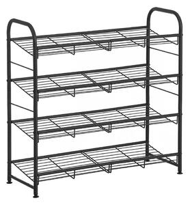 Botník IRON, 4 police, 68,5x27,5x65 cm, černá SongmicsHome