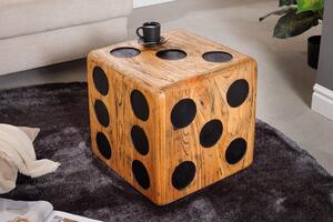 Odkládací stolek taburet CUBE 40cm mindi dřevo přírodní