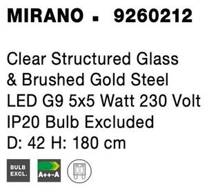 Nova Luce Závěsné svítidlo MIRANO čiré strukturované sklo a broušená zlatá Ocel G9 5x5W