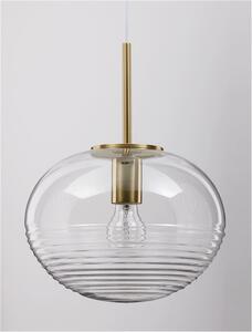 Nova Luce Závěsné svítidlo MAEVE čiré sklo bílá kabel mosazný zlatý kov E27 1x12W