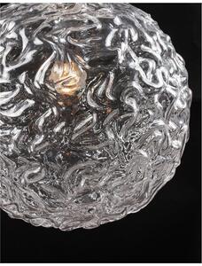 Nova Luce Závěsné svítidlo MIRANO čiré strukturované sklo a broušená zlatá Ocel E27 1x12W