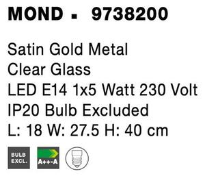 Nova Luce Nástěnné svítidlo MOND saténový zlatý kov čiré sklo E14 1x5W