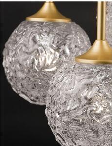Nova Luce Závěsné svítidlo MIRANO čiré strukturované sklo a broušená zlatá Ocel G9 3x5W