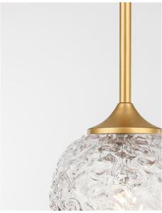 Nova Luce Závěsné svítidlo MIRANO čiré strukturované sklo a broušená zlatá Ocel G9 1x5W