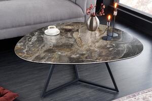 Kávový stolek MARVELOUS 90cm keramika taupe tvrzené sklo