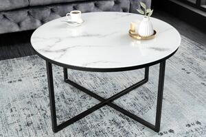 Konferenční stolek ELEGANCE 80cm mramorový vzhled bílé černé nohy